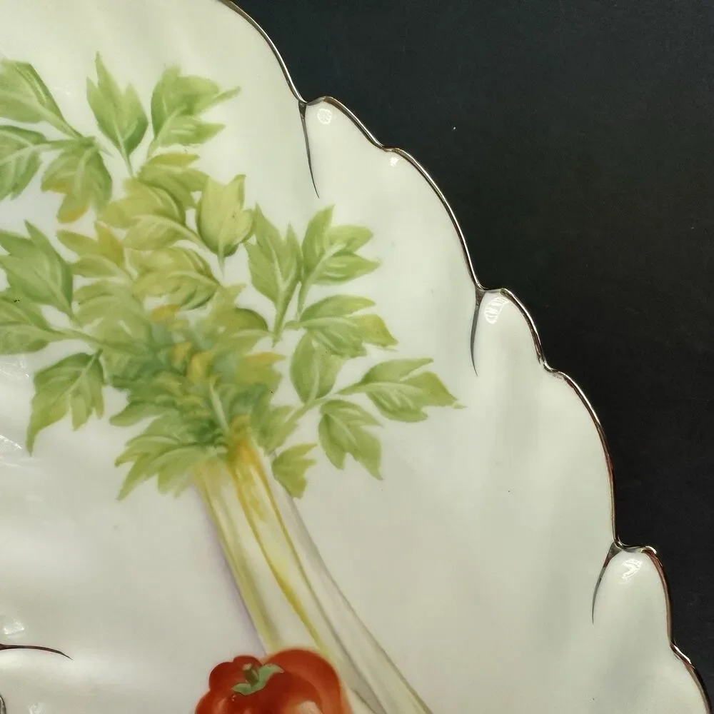 Noritake Hand Painted Japan Sandwich Serving Tray Leaf Porcelain Platter 12.5”
